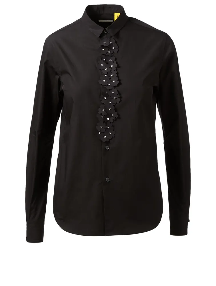 6 Moncler x Noir Poplin Button-Up Shirt With Floral Detail