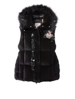 4 Moncler x Simone Rocha Gemma Velvet Puffer Vest With Feather Hood