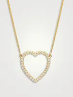 Large 18K Gold Diamond Open Heart Necklace