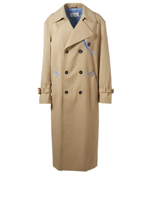 Double-Breasted Trench Coat With Stripe Detail