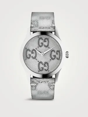 G-Timeless Leather Strap Watch