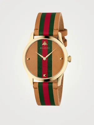 G-Timeless Leather Strap Watch