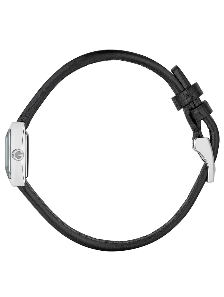 G-Frame Steel Lizard Strap Watch With Diamonds