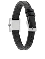 G-Frame Steel Lizard Strap Watch With Diamonds