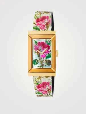 Leather Strap Watch In Floral Print