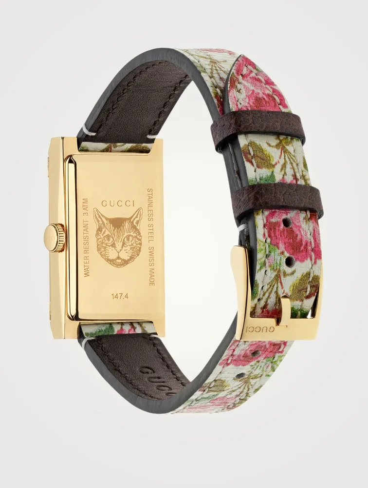 Leather Strap Watch In Floral Print