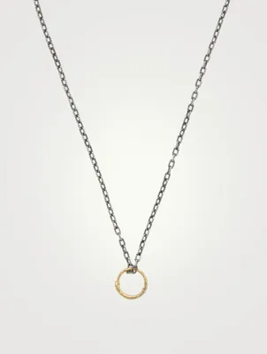 18K Gold And Silver Snake Ring Pendant Necklace