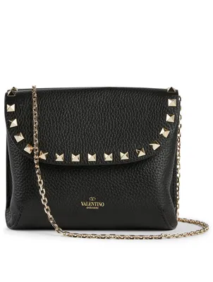 Mini Rockstud Leather Double Flap Bag