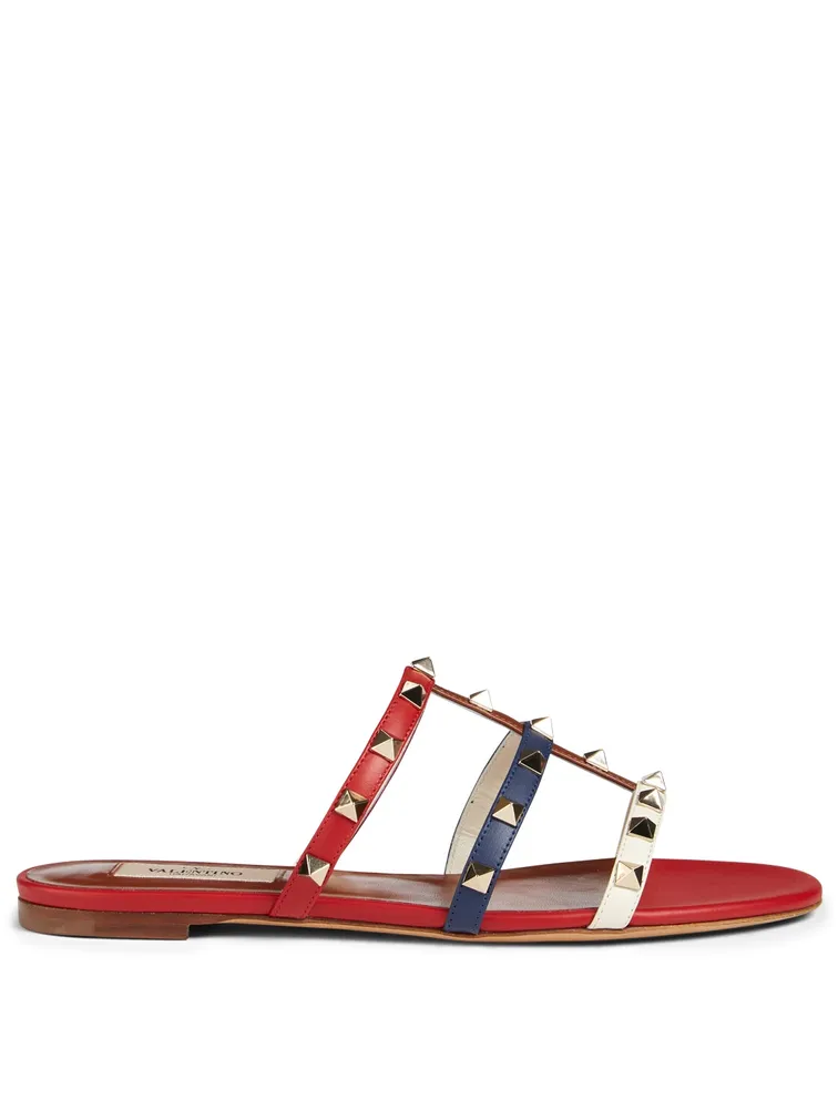 Rockstud Leather Slide Sandals