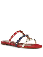 Rockstud Leather Slide Sandals