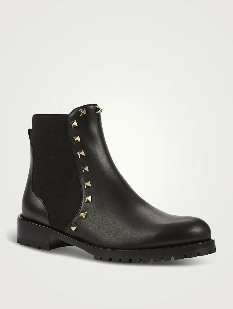 Rockstud Leather Chelsea Boots