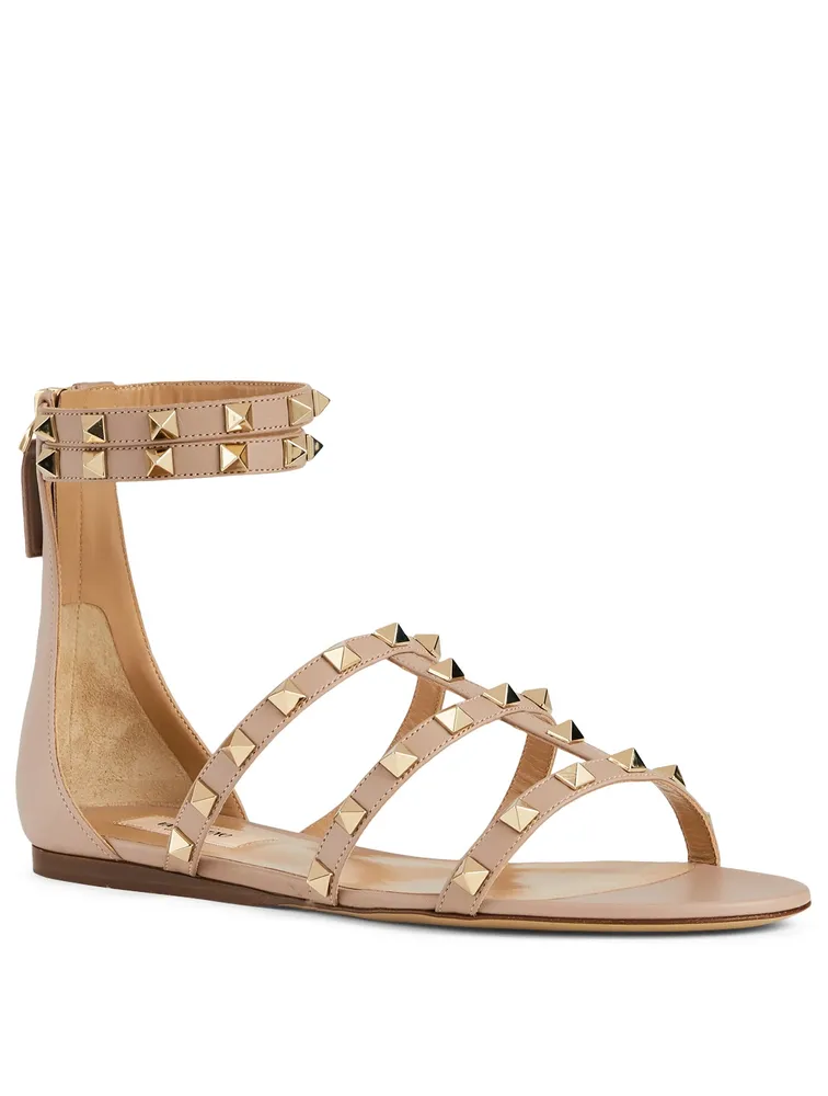 Rockstud Leather Caged Sandals