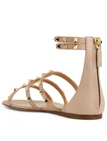 Rockstud Leather Caged Sandals