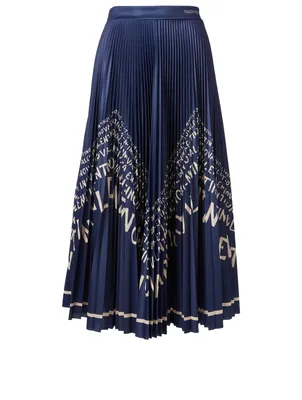 Pleated Skirt Logo Chevron Print