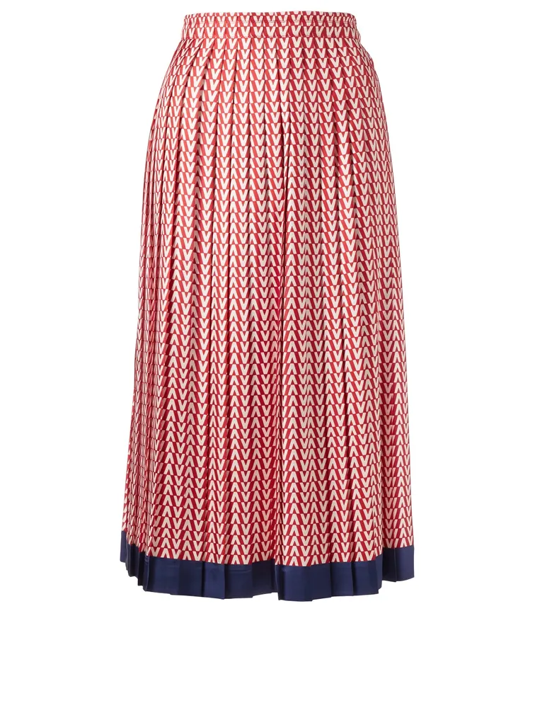 Silk Twill Skirt Optical V Print