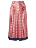 Silk Twill Skirt Optical V Print