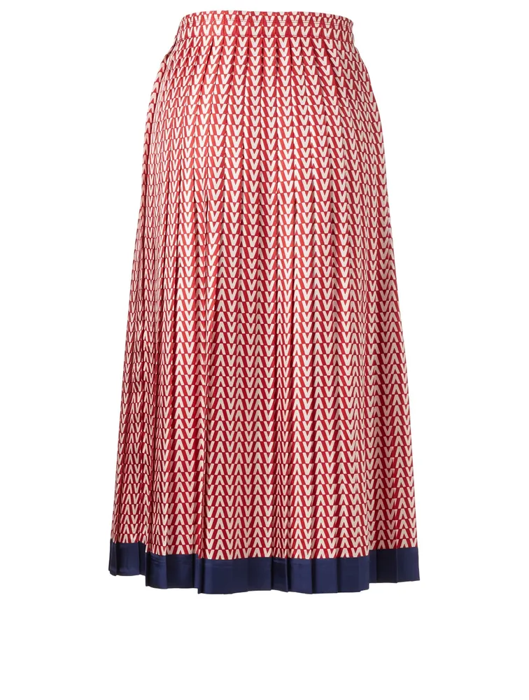 Silk Twill Skirt Optical V Print
