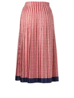Silk Twill Skirt Optical V Print