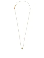 Tiny 14K Gold Bezel Evil Eye Charm Necklace With Turquoise and Diamonds
