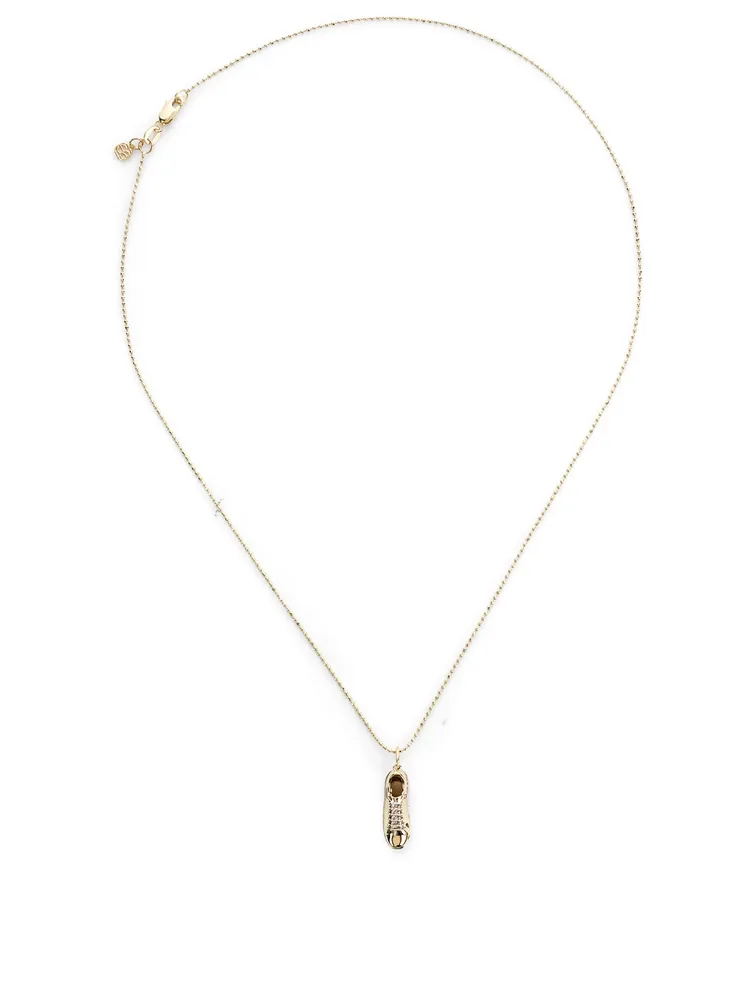 Love 14K Gold Sneaker Charm Necklace With Diamonds