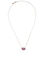 14K Rose Gold Lips Necklace With Rubies