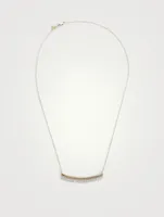 14K Gold Fringe Drop Bar Necklace With Pavé Diamonds