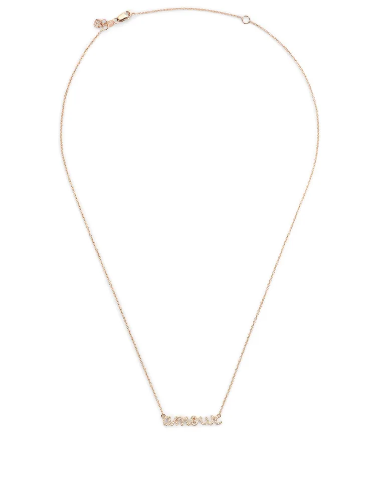 Small 14K Rose Gold Amour Necklace With Diamonds