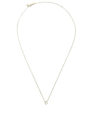 14K Gold C Initial Necklace With Diamonds