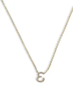 14K Gold E Initial Necklace With Diamonds