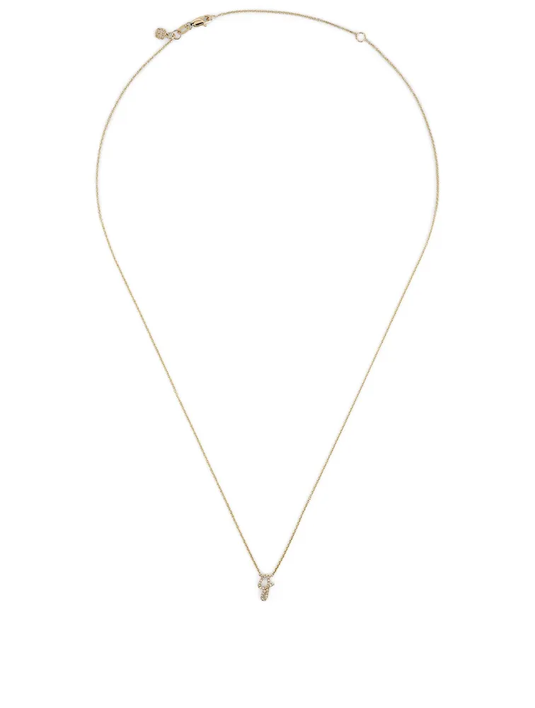 14K Gold J Initial Necklace With Diamonds