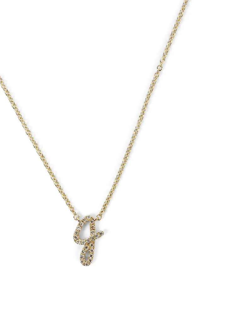 14K Gold J Initial Necklace With Diamonds