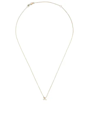 14K Gold K Initial Necklace With Diamonds