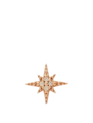 Mini 14K Rose Gold Starburst Stud Earring With Diamonds