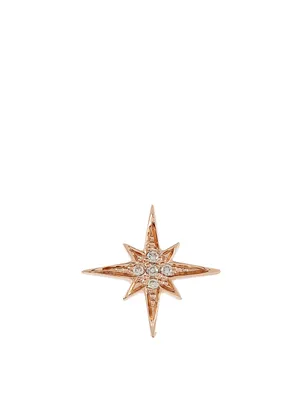 Small 14K Rose Gold Starburst Stud Earring With Diamonds