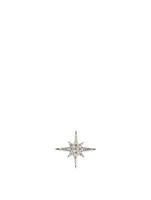 Small 14K White Gold Starburst Stud Earring With Diamonds