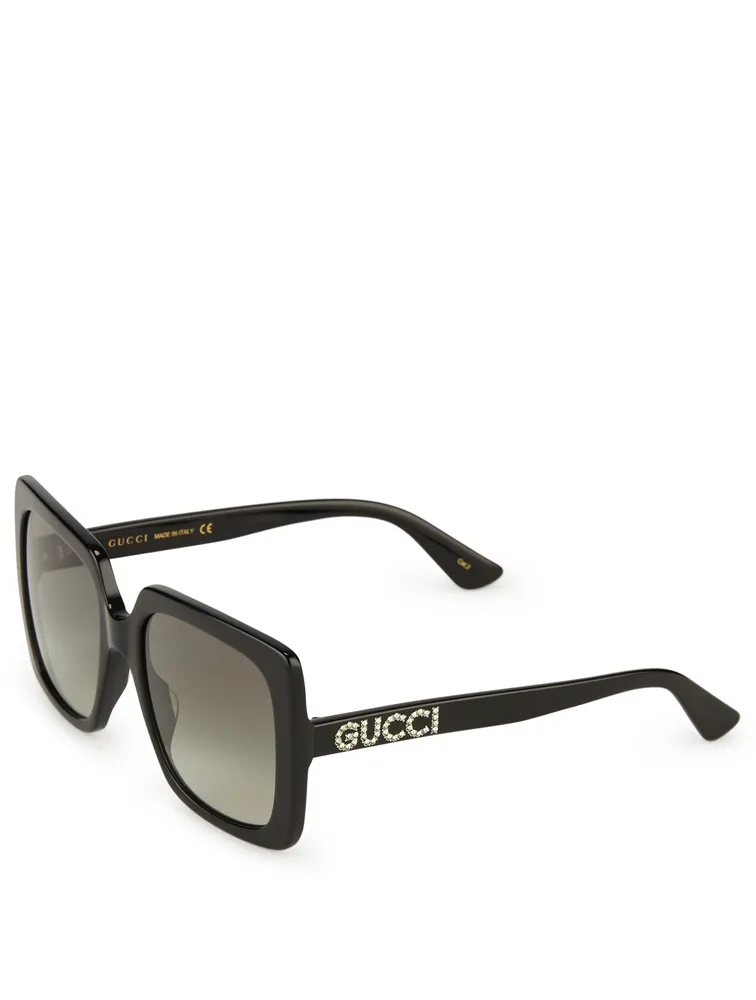 Oversized Square Sunglasses With Crystals