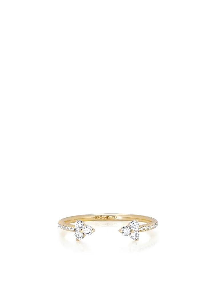 14K Gold Open Trio Ring With Diamonds