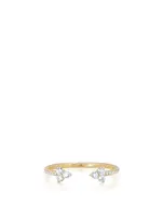 14K Gold Open Trio Ring With Diamonds