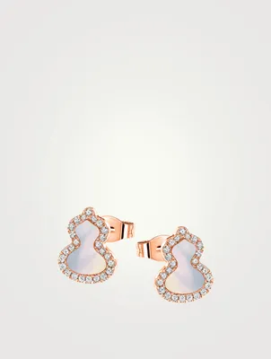 Petite Wulu 18K Rose Gold Stud Earrings With Diamonds And Mother-Of-Pearl