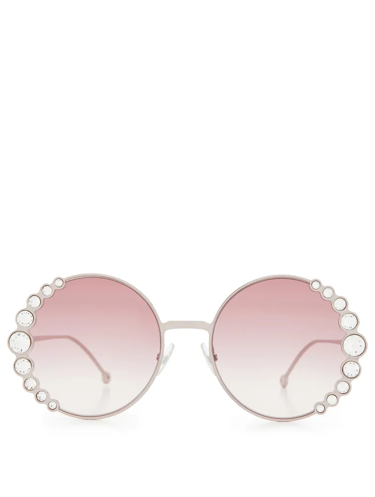 Round Sunglasses With Crystals