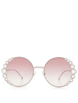 Round Sunglasses With Crystals