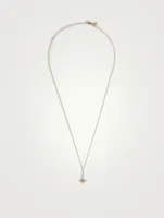 Small 14K Gold Starburst Necklace With Pavé Diamonds