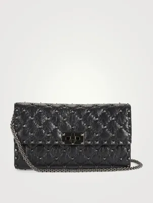 Rockstud Spike Cracked Leather Clutch Bag