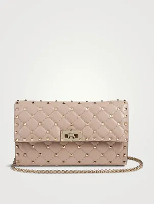 Rockstud Spike Leather Crossbody Clutch Bag