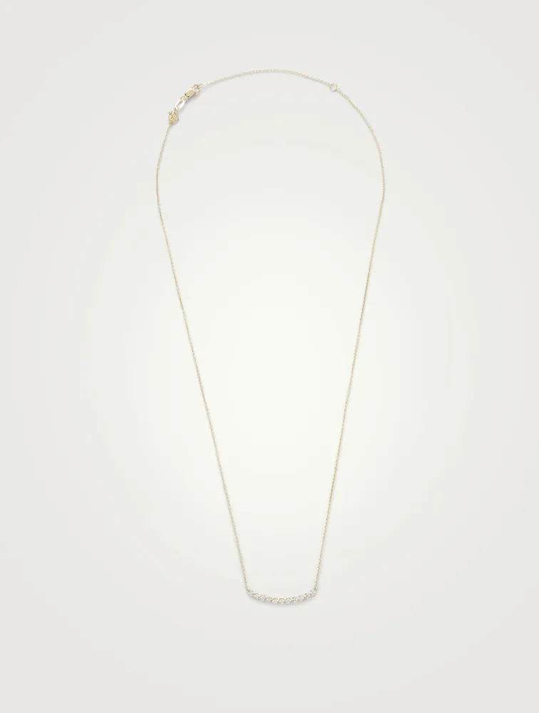 14K Gold Bezel Set Necklace With Diamonds