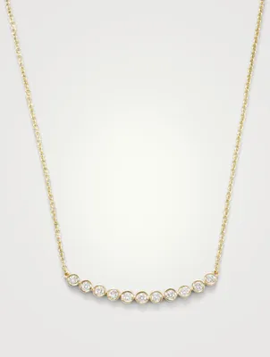 14K Gold Bezel Set Necklace With Diamonds