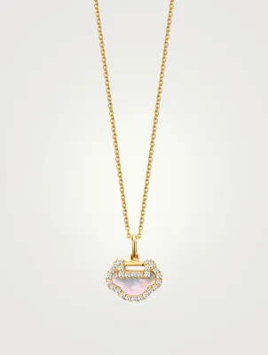 Petite Yu Yi 18K Gold Necklace With Diamonds And Mother Of Pearl