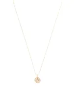 14K Gold Mini Starburst Medallion Necklace With Diamonds