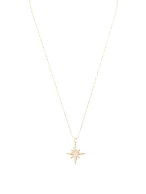 14K Gold Medium Starburst Pendant Necklace With Diamonds