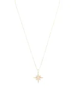 14K Gold Medium Starburst Pendant Necklace With Diamonds